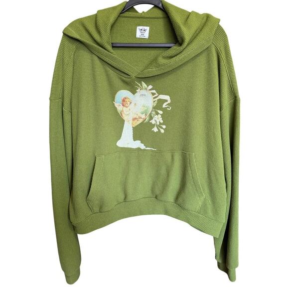 Boys Lie Perpetual Feelings Thermal Hoodie Sweatshirt Olive Green One Size - Picture 3 of 14